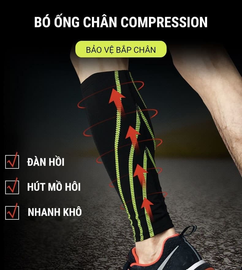 vo bo ong chan compression leg sleeve LS01 chi tiet 01 Bó ống chân thể thao YCB Leg Compression LS01 - YCB.vn