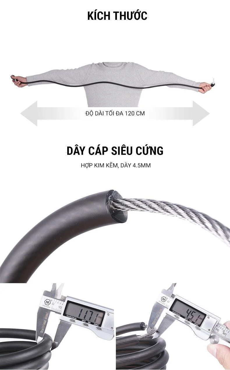 khóa dây xe đạp 5 số wheel up 3 khoa xe dap wheel up 5 digit lk 01 005 06 Khóa dây xe đạp 5 số Wheel Up - YCB.vn