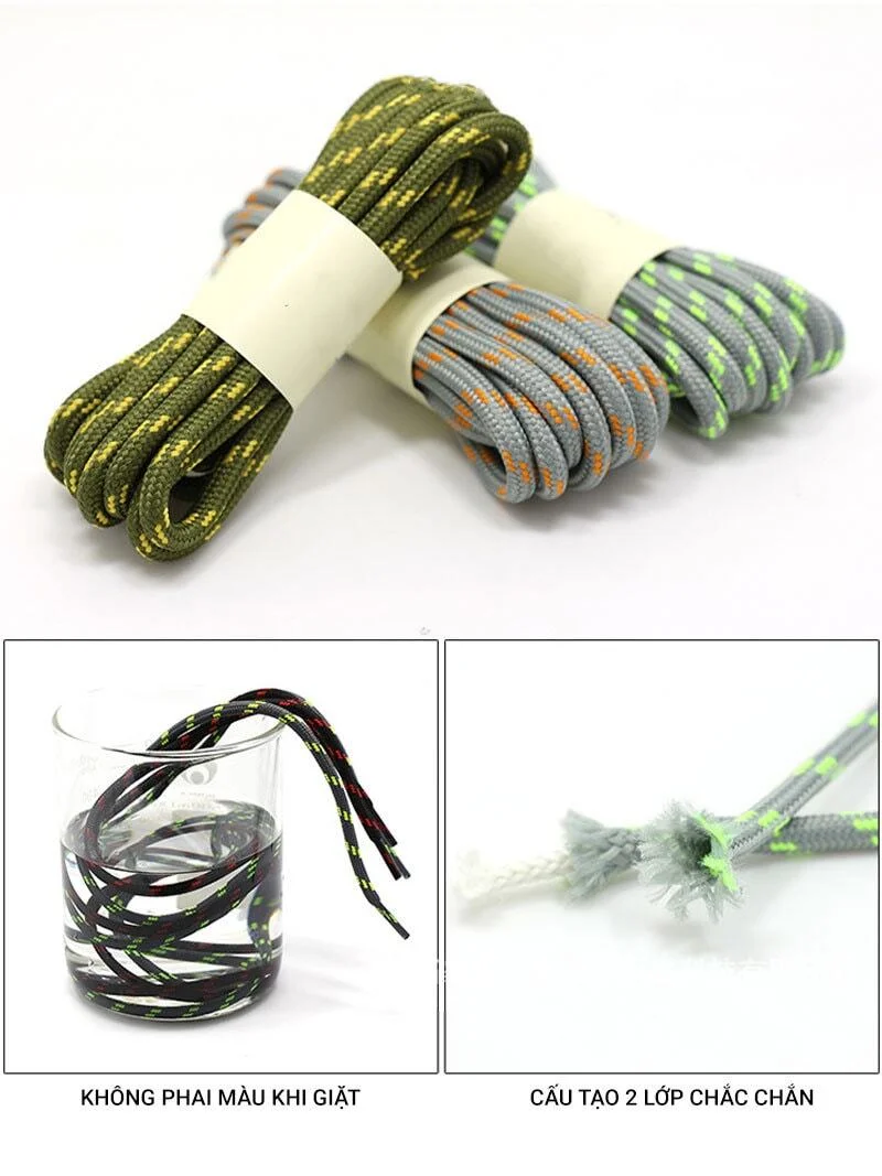 day giay boot laces 2 04 Dây giày tròn Boot Laces - Xám / Xanh Lá - YCB.vn