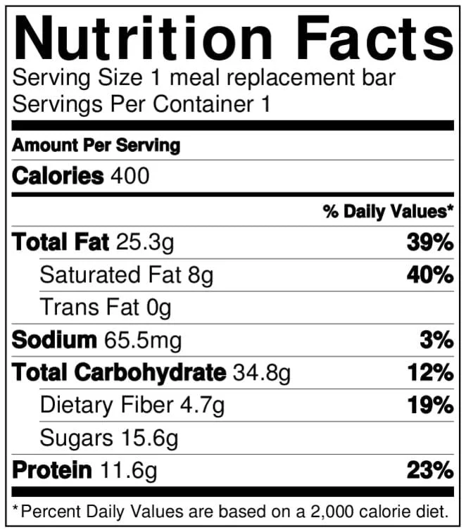 Bánh năng lượng Meal Replacement Bar 1 La Holista Meal Replacement Bar Nutrition Facts Bánh năng lượng Meal Replacement Bar - YCB.vn