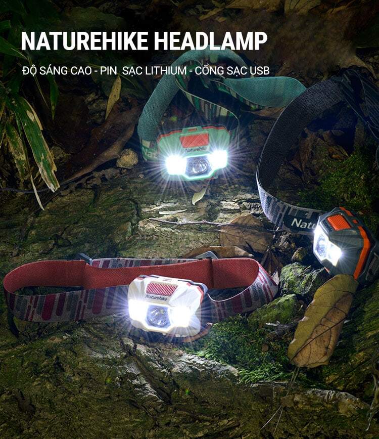 Đèn pin đeo trán chống nước Naturehike Ultralight Headlamp (pin sạc 1200mAh)