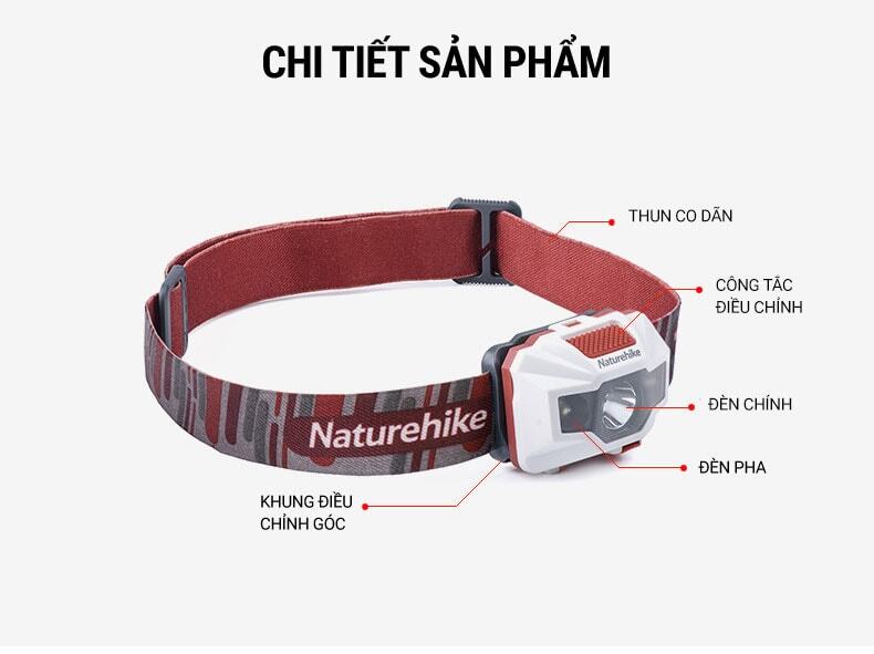 Đèn pin đeo trán chống nước Naturehike Ultralight Headlamp (pin sạc 1200mAh)