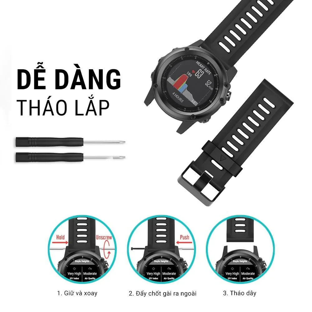 dây đeo đồng hồ silicon garmin fenix 2 / fenix 3hr / d2 / fenix 5x 1 Dây đeo đồng hồ silicon Garmin Fenix 2 / Fenix 3HR / D2 / Fenix 5X - YCB.vn