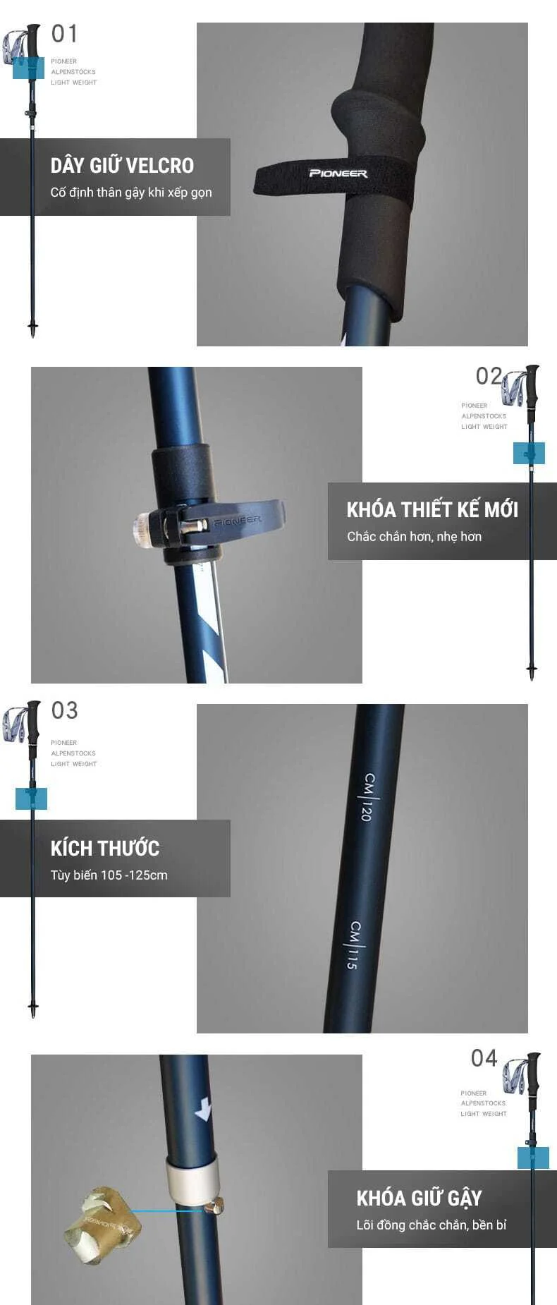 gậy leo núi dạng gấp z-pole pioneer ultra light pl-08s (230 gram) 1 gay leo nui pioneer z pole pl 08s 12 Gậy leo núi dạng gấp Z-pole Pioneer Ultra Light PL-08s (230 gram) - YCB.vn