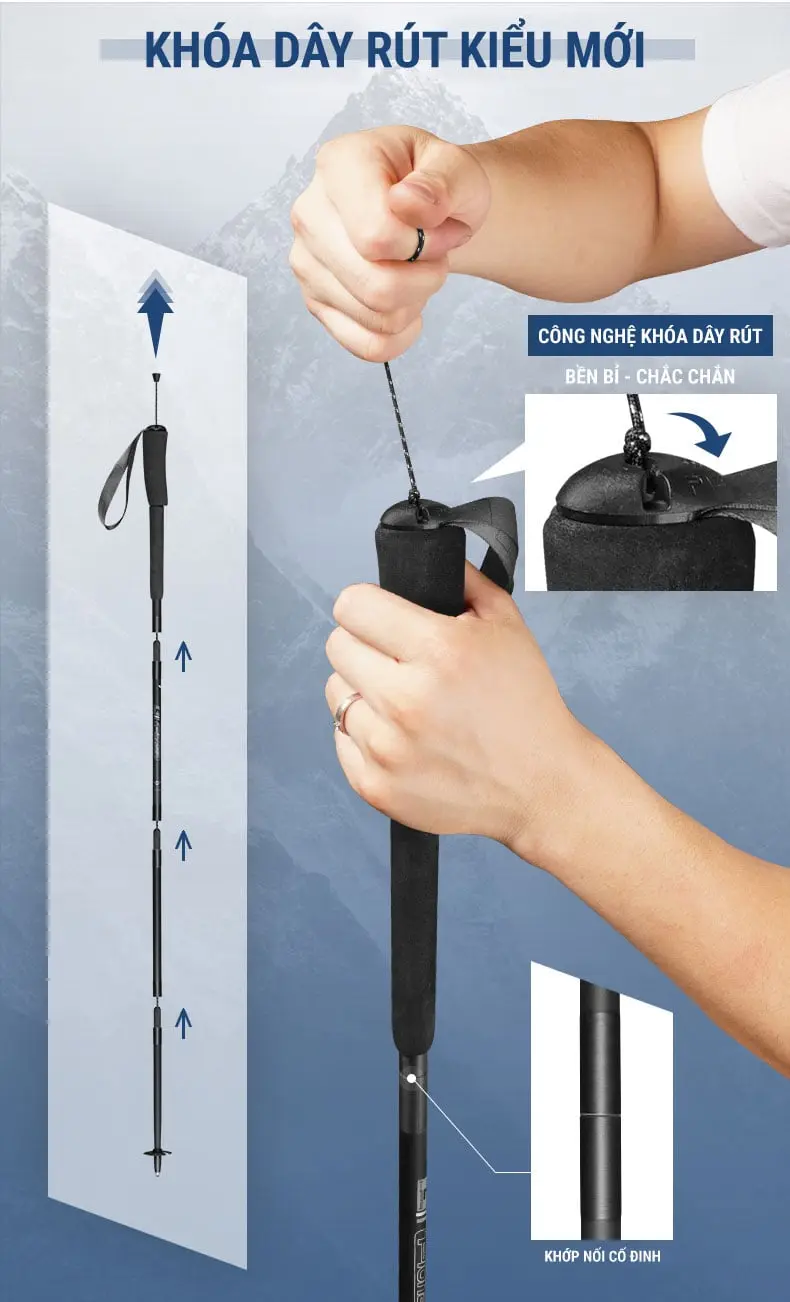 gay leo nui pioneer pl 16 20 Gậy leo núi dạng gấp Z-Pole siêu nhẹ Pioneer Cross-Country PL-16 (96 gram) - YCB.vn