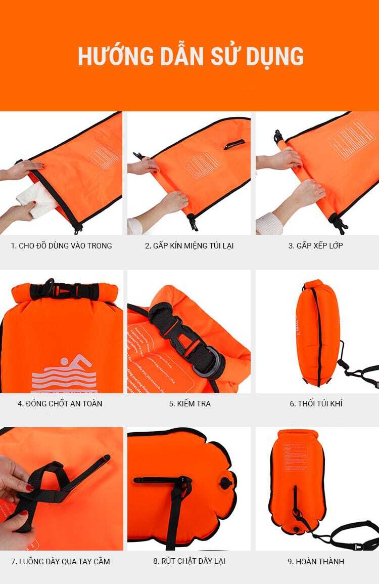 phao boi bien marjaqe double airbag 21 Phao bơi biển open water Marjaqe Double Airbag (20L) - YCB.vn