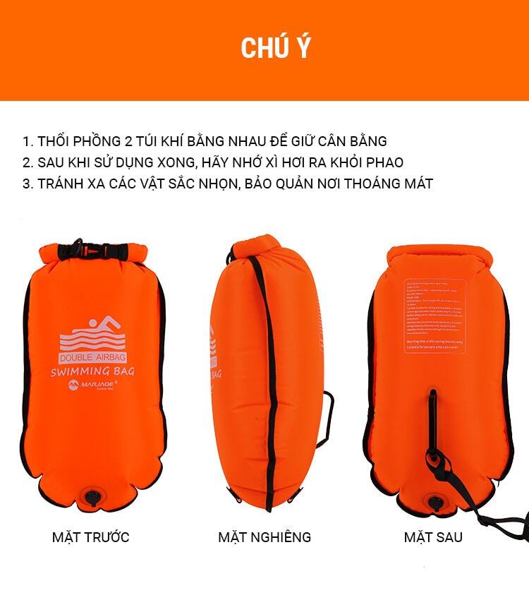 phao boi bien marjaqe double airbag 22 Phao bơi biển open water Marjaqe Double Airbag (20L) - YCB.vn