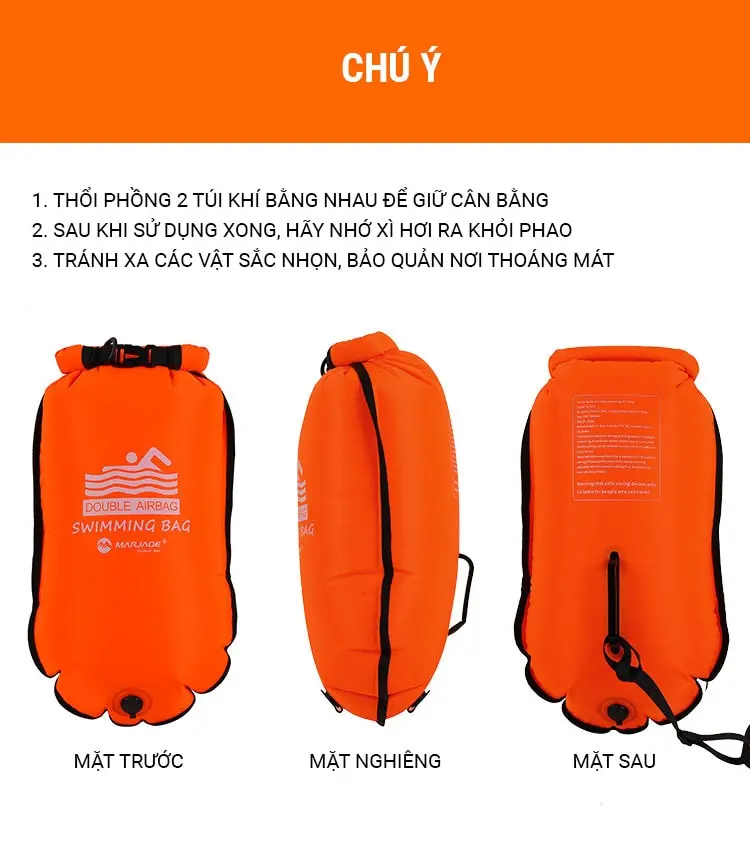 Phao bơi biển open water Marjaqe Double Airbag (20L) 7 phao boi bien marjaqe double airbag 22 Phao bơi biển open water Marjaqe Double Airbag (20L) - YCB.vn