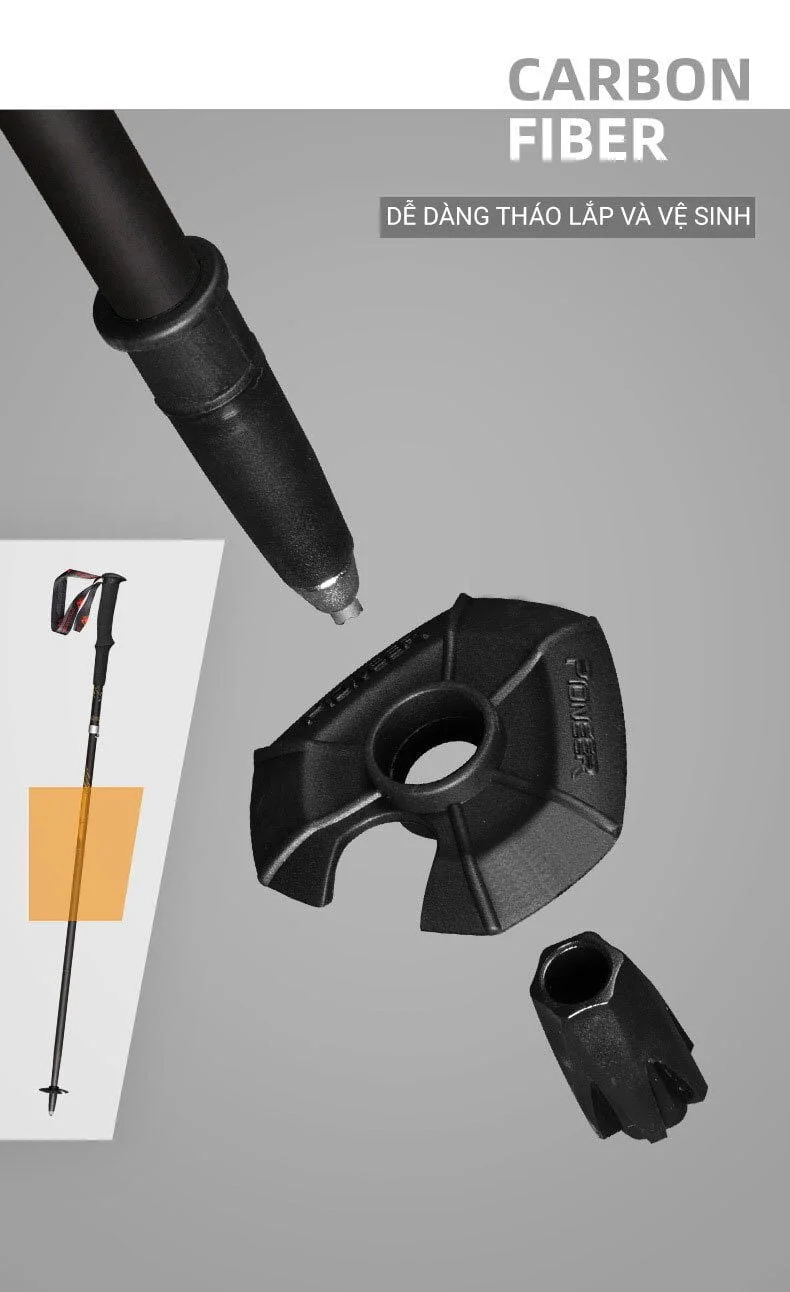 gay leo nui 4 1 Gậy leo núi carbon gấp Z-Pole Pioneer Trailblazer PL-18 (134 gram) - YCB.vn