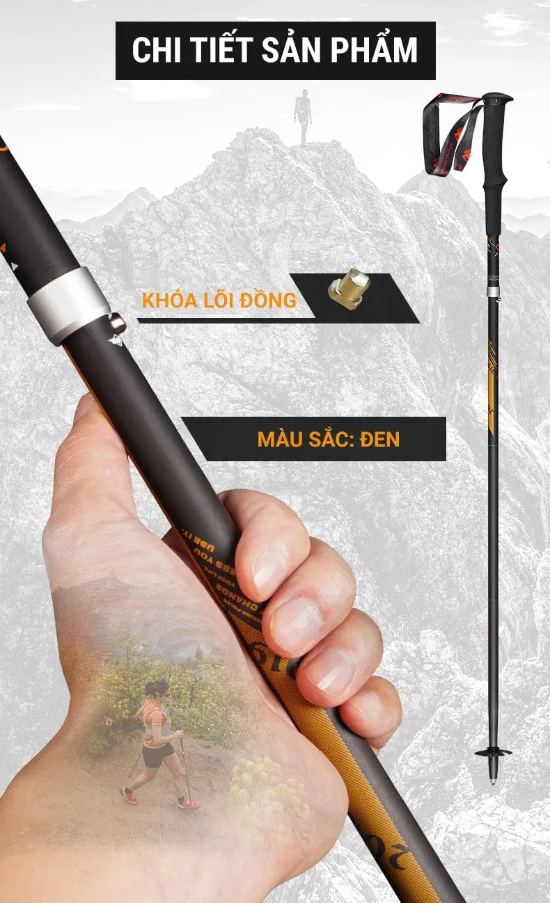 gay leo nui 7 Gậy leo núi carbon gấp Z-Pole Pioneer Trailblazer PL-18 (134 gram) - YCB.vn