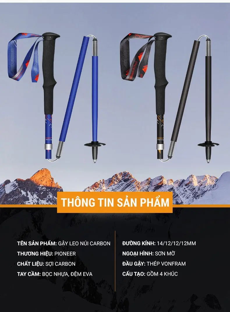gay leo nui pl 18 6 Gậy leo núi carbon gấp Z-Pole Pioneer Trailblazer PL-18 (134 gram) - YCB.vn