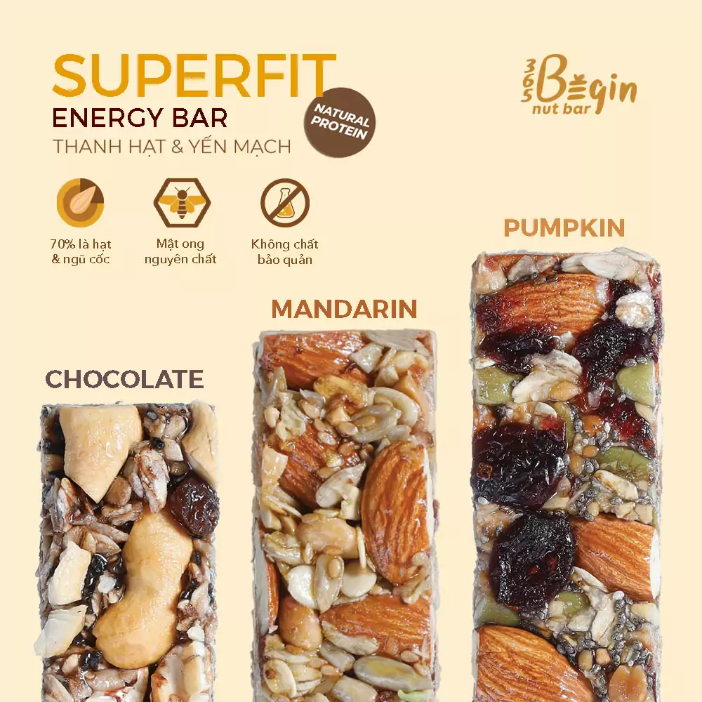 superfit nut bar mandarine 3 Thanh năng lượng hạt và yến mạch SUPERFIT Chocolate - YCB.vn
