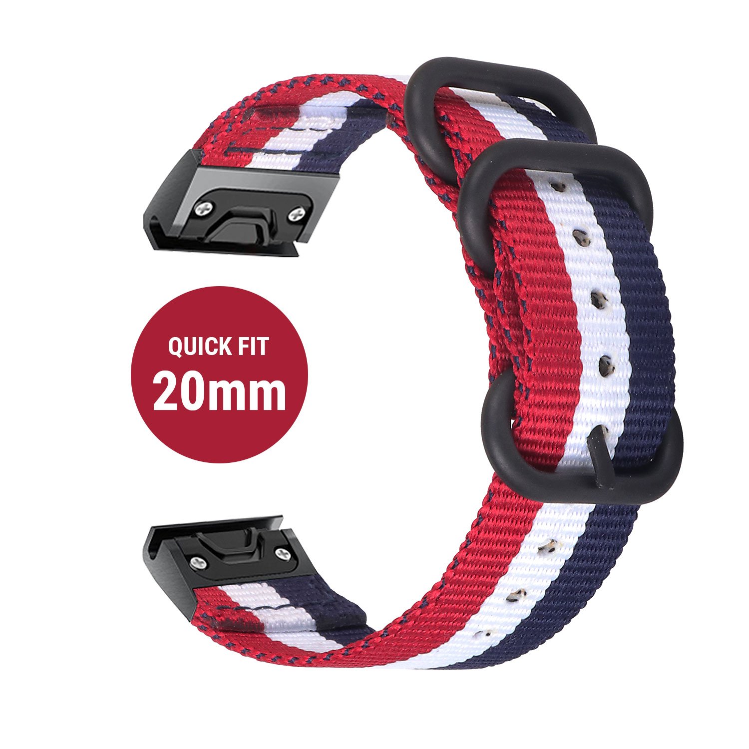 Bracelet Nylon Quick Fit 20 Mm Pour Garmin Fenix 7S/6S/5S, Epix Pro 42mm, Instinct 2S - Remplacement Confortable