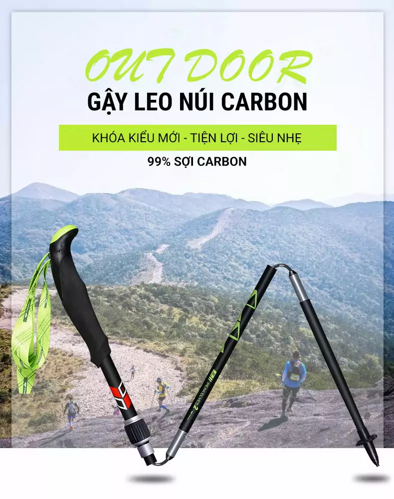 gay leo nui gap carbon pioneer peakelves 2 008 Gậy leo núi dạng gấp Carbon Pioneer Peakelves 2 (170 gram) - YCB.vn