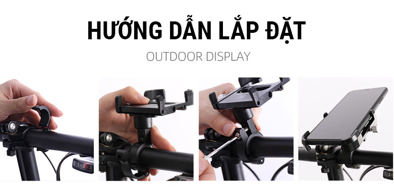 gia kep dien thoai 4 canh 23 Giá đỡ / bát gắn điện thoại ghi đông xe đạp Wheel Up Phone Holder - YCB.vn