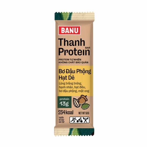 Thanh Protein Banu – Bơ đậu phộng, hạt dẻ - YCB -  Năng Lượng
