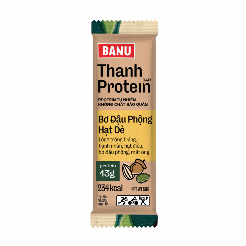 Thanh Protein Banu - Bơ đậu phộng, hạt dẻ