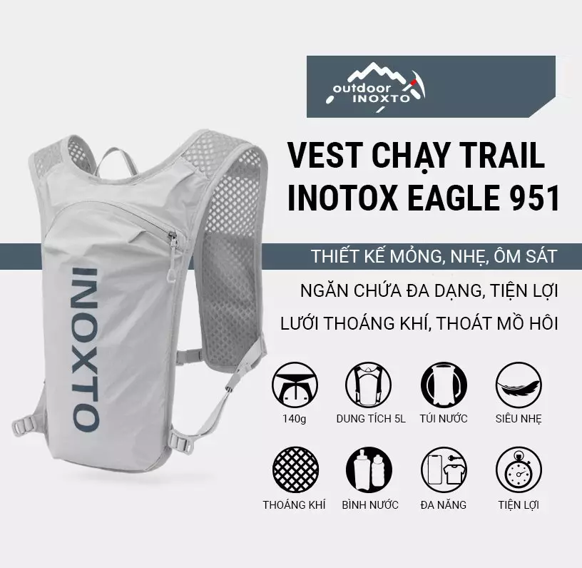 vest chay trail inoxto eagle 951 003 Vest chạy trail INOXTO Eagle 591 5L - YCB.vn