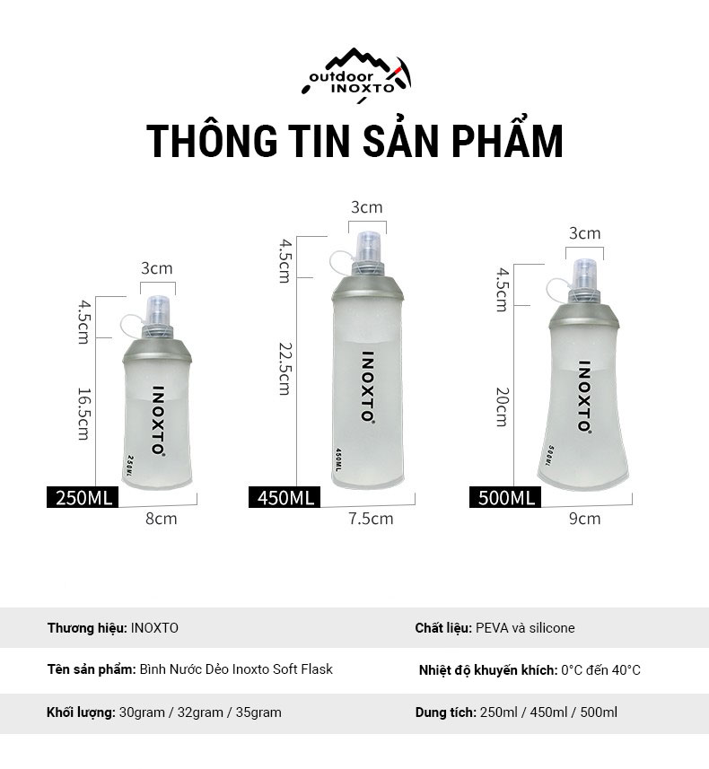Bình nước dẻo INOXTO Soft Flask - 500ml - YCB.vn