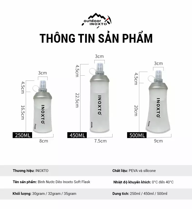 Bình nước dẻo INOXTO Soft Flask - 450ml - YCB.vn