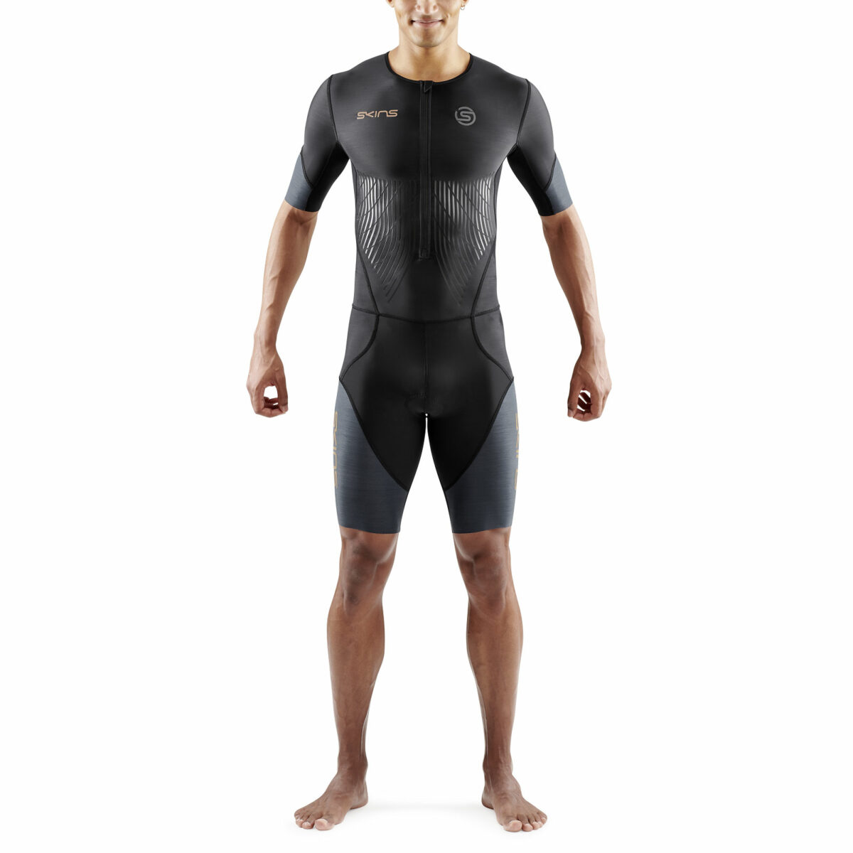 Bộ quần áo trisuit nam Skins Men's TRI Elite S/S Tri Suit Black