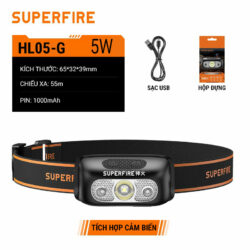 Đèn pin đội đầu SupFire Headlamp HL05-G (pin sạc 1000mAh)