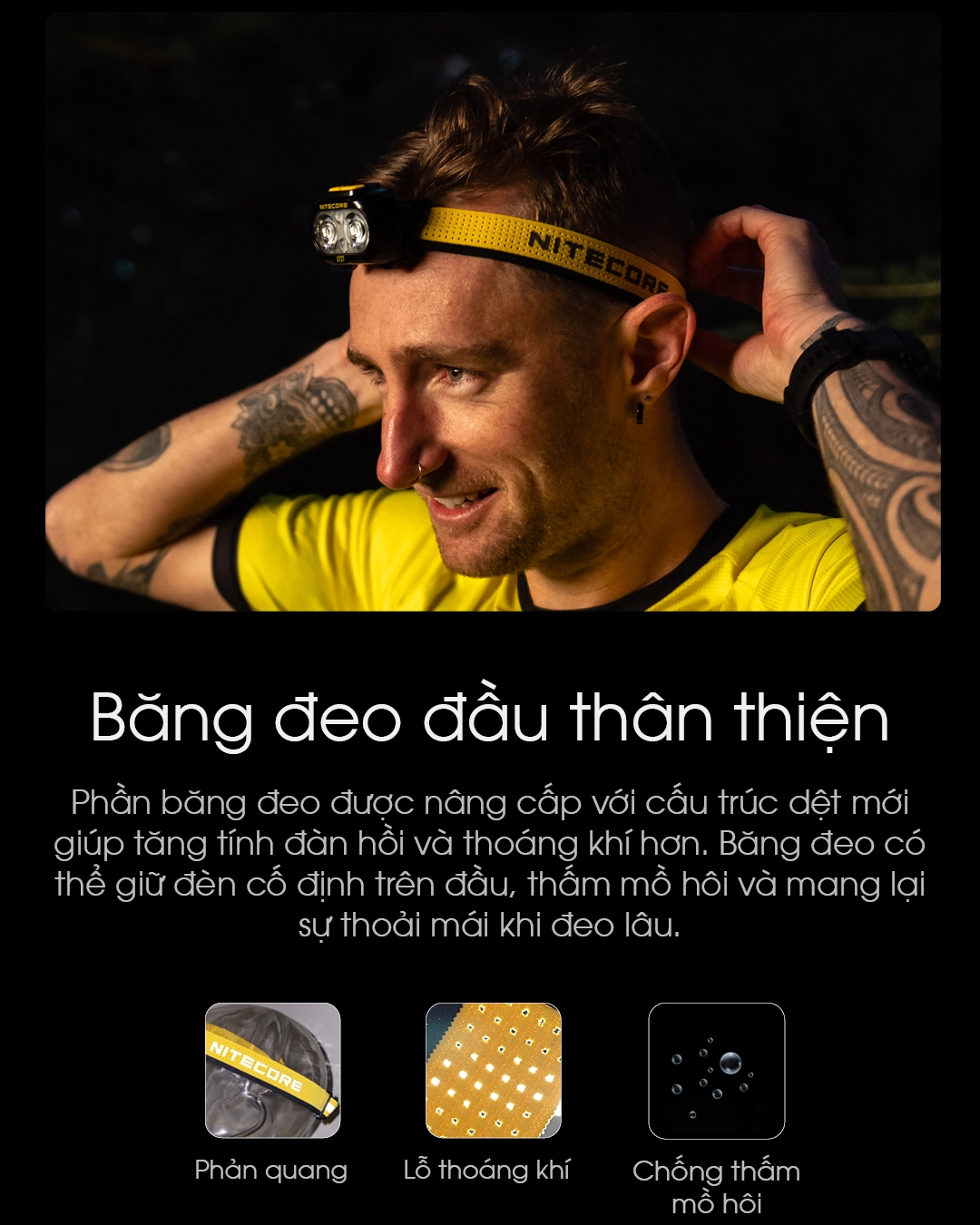 den pin doi dau nitecore ut27 14 Đèn pin đội đầu NITECORE UT27 (pin sạc 1300mAh) - YCB.vn