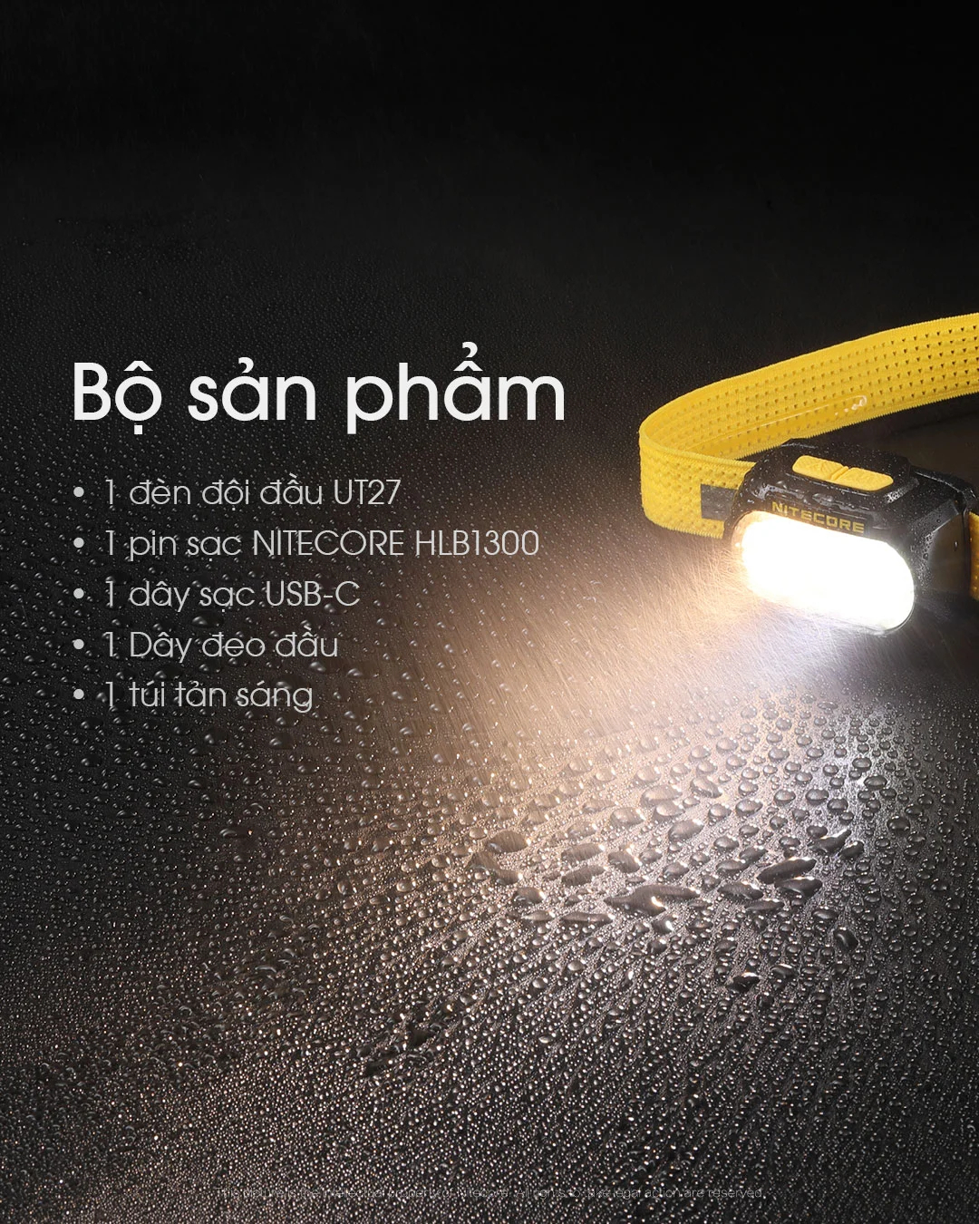 den pin doi dau nitecore ut27 22 Đèn pin đội đầu NITECORE UT27 (pin sạc 1300mAh) - YCB.vn