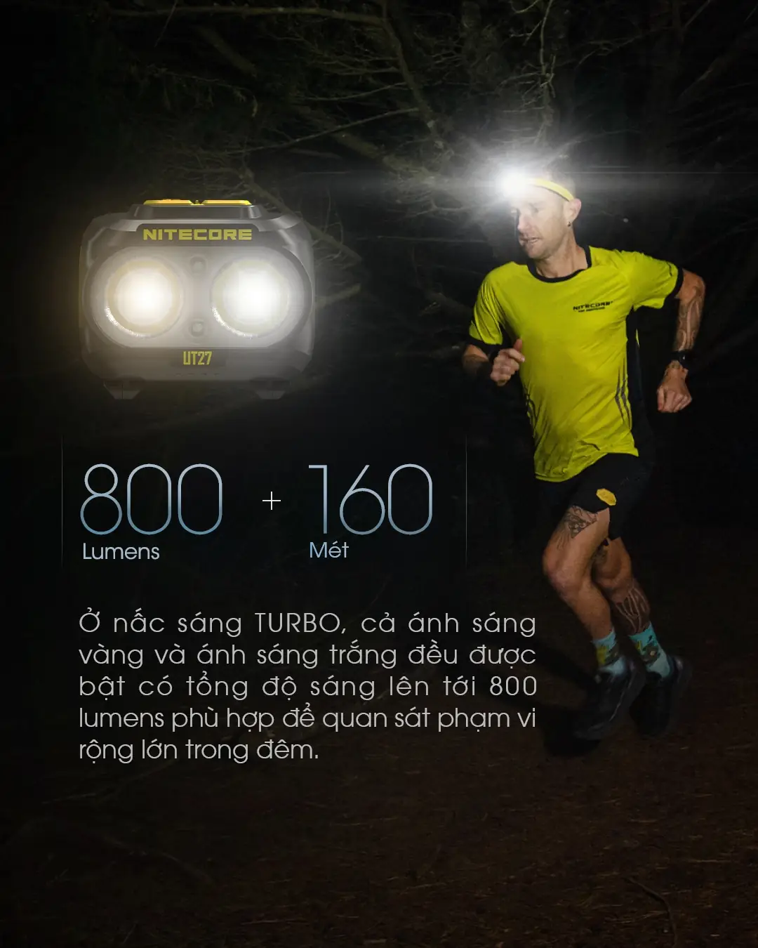 den pin doi dau nitecore ut27 4 Đèn pin đội đầu NITECORE UT27 (pin sạc 1300mAh) - YCB.vn