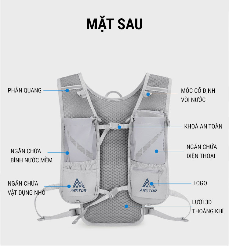 vest nuoc anxtor 5l 4 Vest chạy trail ANXTOR 5L - YCB.vn