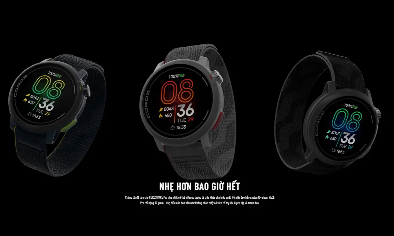 đồng hồ thể thao gps coros pace pro (dây silicone) - grey 20 dong ho gps coros pace pro 13 Đồng hồ thể thao GPS Coros Pace Pro (Dây Silicone) - Grey - YCB.vn