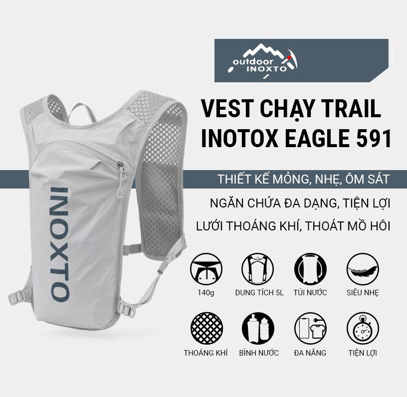 vest chay trail inoxto 591 003 Vest chạy trail INOXTO Eagle 591 5L - YCB.vn