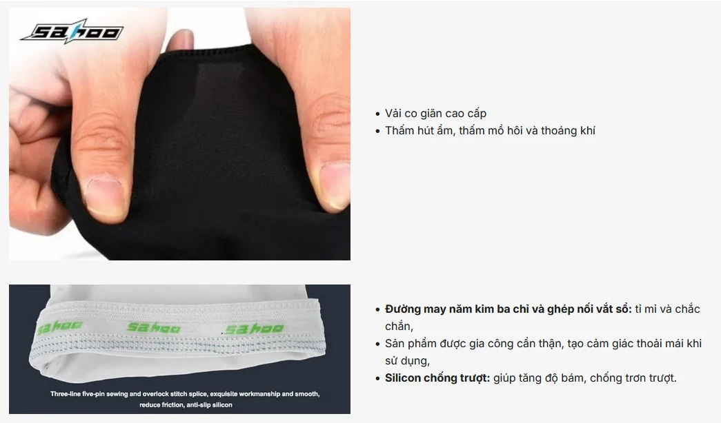 ong tay chong nang sahoo arm sleeves 5 Ống tay thể thao Sahoo Arm Sleeves - YCB.vn