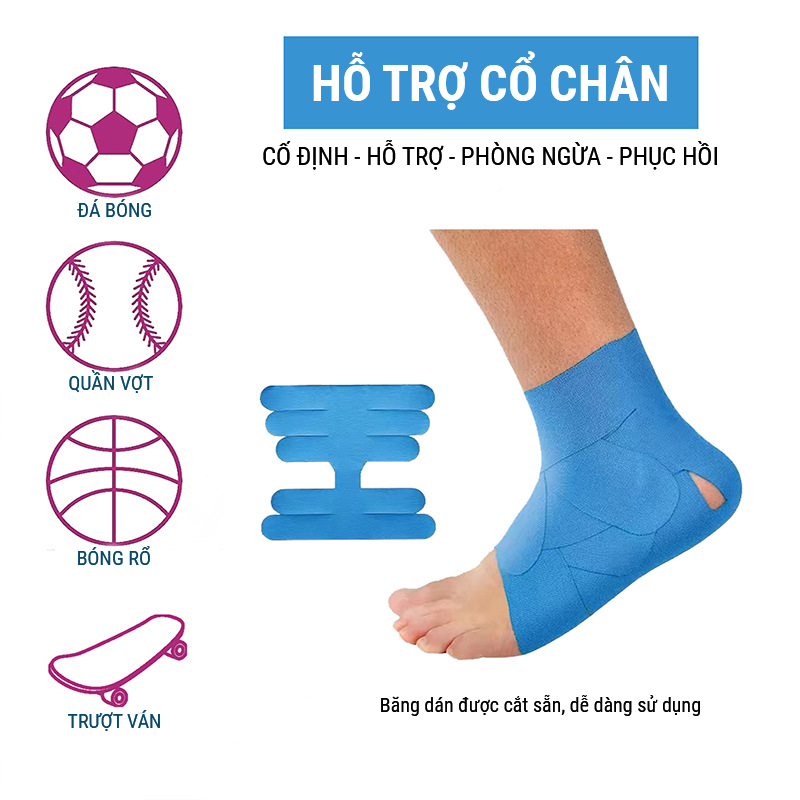 băng dán cơ hỗ trợ cổ chân ankle kinesiology tape (1 băng) 1 bang ho tro co chan ankle kinesiology tape 2 Băng dán cơ hỗ trợ cổ chân Ankle Kinesiology Tape (1 băng) - YCB.vn