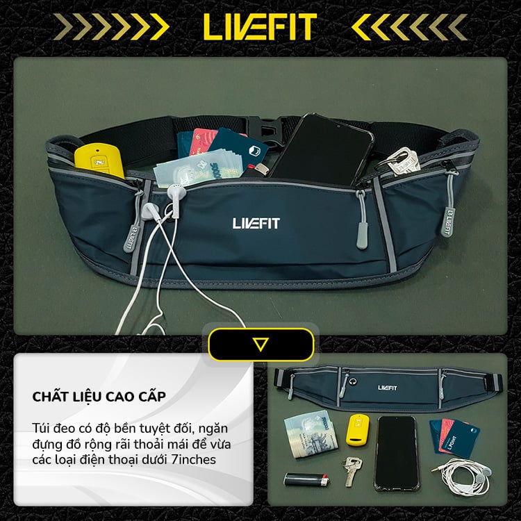 túi đeo hông chạy bộ livefit cao cấp running belt wb1120 3 livefit running belt wb1120 1 Túi đeo hông chạy bộ LiveFit cao cấp Running Belt WB1120 - YCB.vn