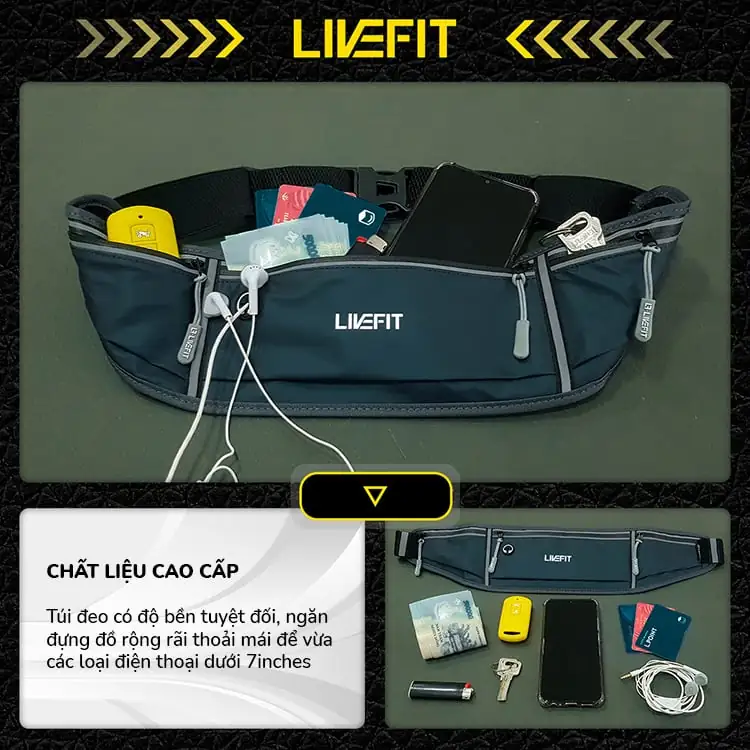 Túi đeo hông chạy bộ LiveFit cao cấp Running Belt WB1120 3 livefit running belt wb1120 1 Túi đeo hông chạy bộ LiveFit cao cấp Running Belt WB1120 - YCB.vn