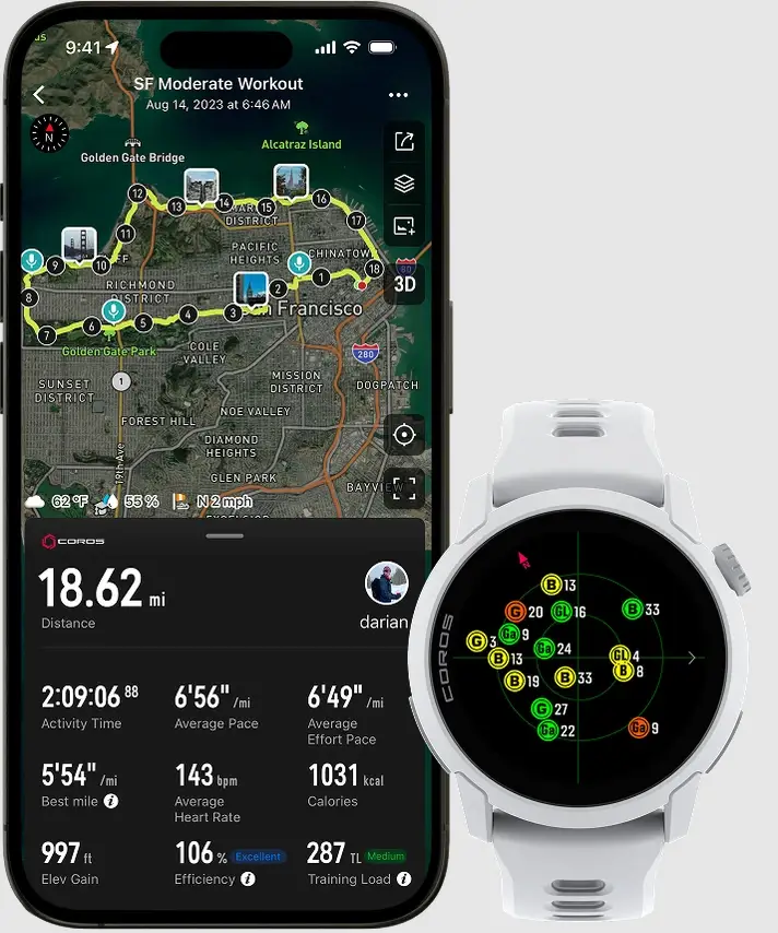 dong ho gps the thao coros pace 4 21 Đồng hồ thể thao GPS Coros Pace 4 (Dây Silicone) - YCB.vn